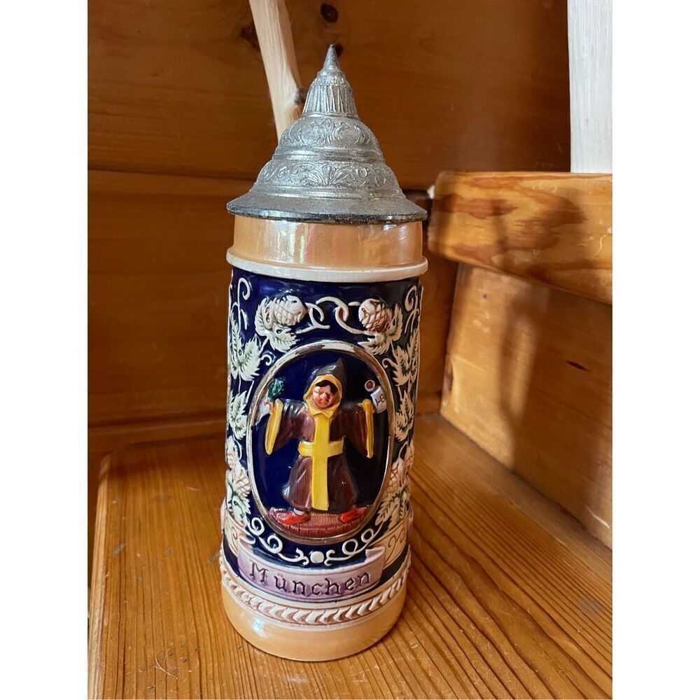 Vintage Beer Stein Gerz Gerzit Lidded West Germany